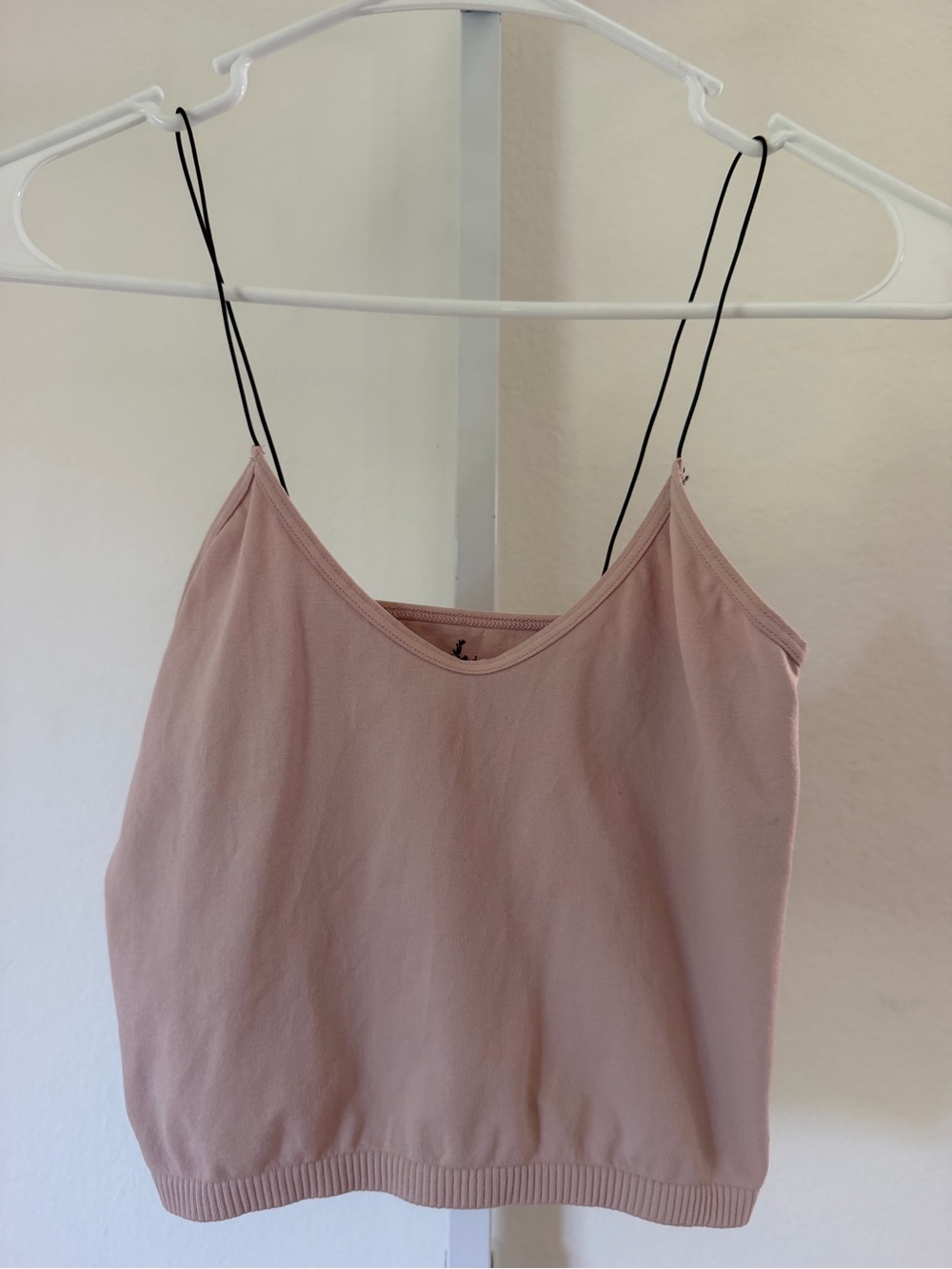 Free People Dusty Rose Cami with Black Spaghetti Straps